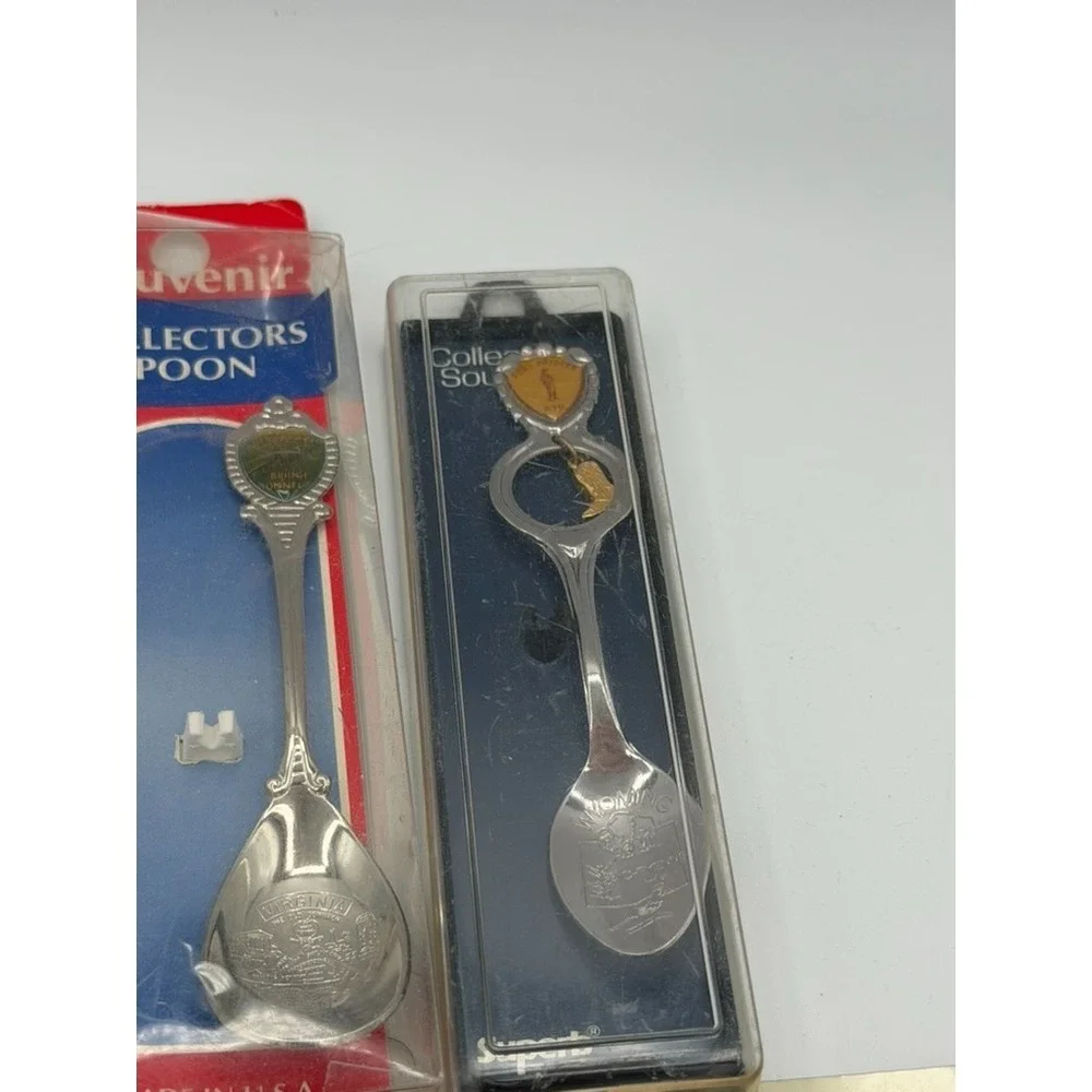 Vintage Souvenir Spoon Lot Route 66 Virginia Wyoming Collectible Spoons Mixed